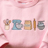 Embroidered Baker Kitchen Tools Pink Sweatshirt - gift for friends